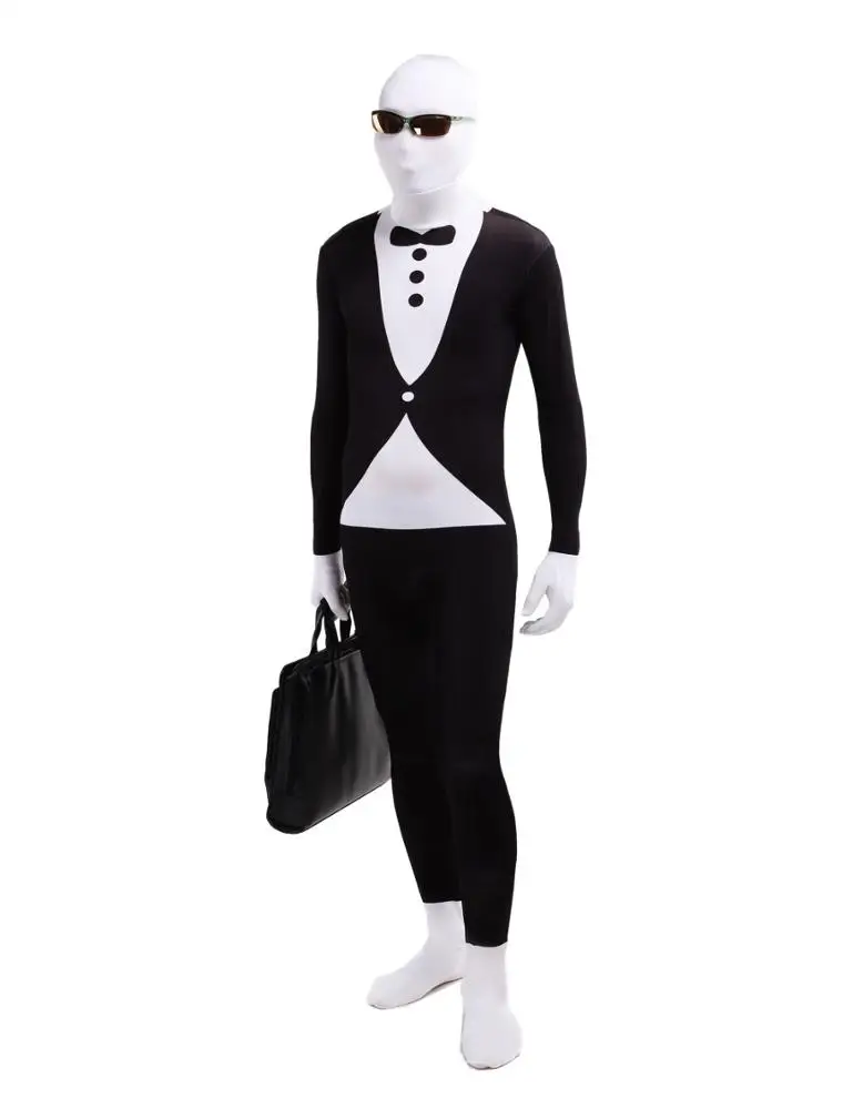 Модный черный светящийся смокинг с узором джентльменов лайкра спандекс костюм на Хэллоуин Многоцветный костюм зентай Косплей Боди костюм