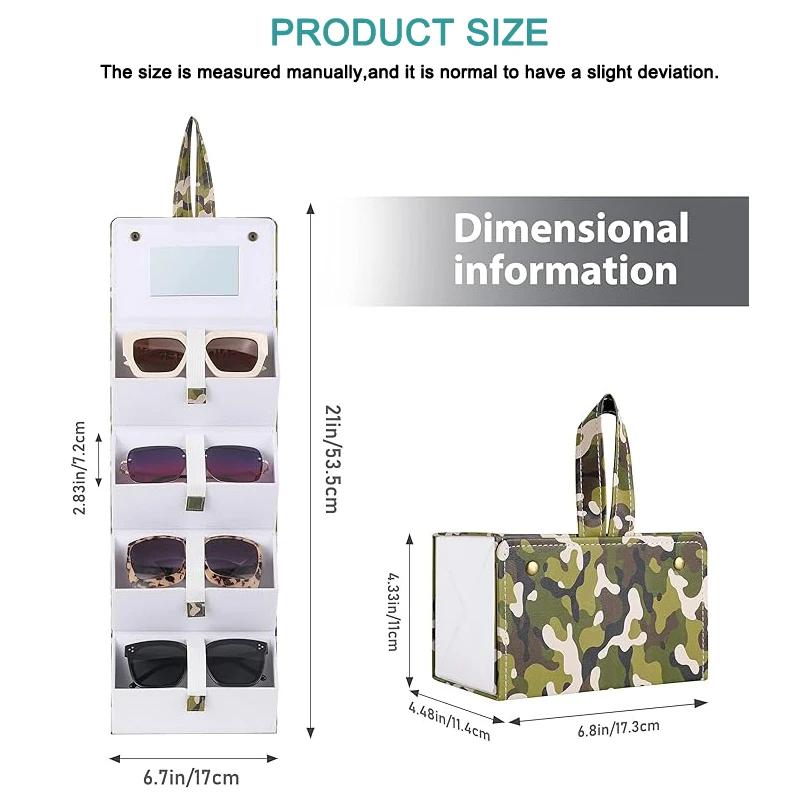 Camouflage Portable Sunglasses Organizer 4 Slots Travel Glasses Case Multiple Pairs Eyeglasses Storage  Hanging Eyewear Holder