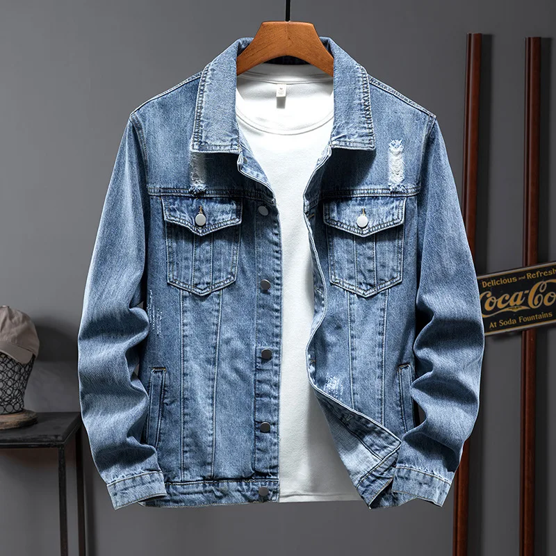 classical work wear fade washed blue and black cotton sherpa fleece lined denim jacket