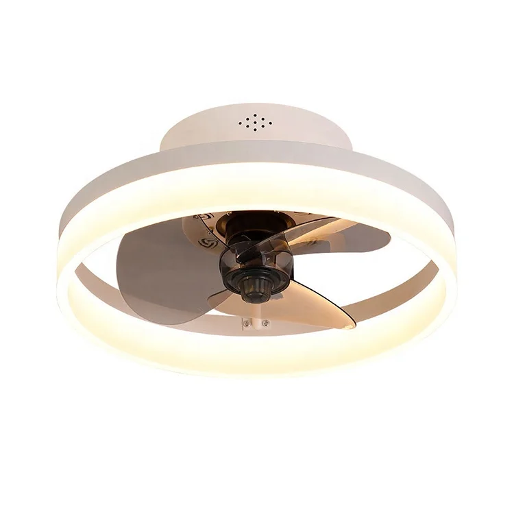 Living Room Bedroom LED Hanging Lamp Intelligent Remote Control Round Modern Black Led Ceiling Fans With Light