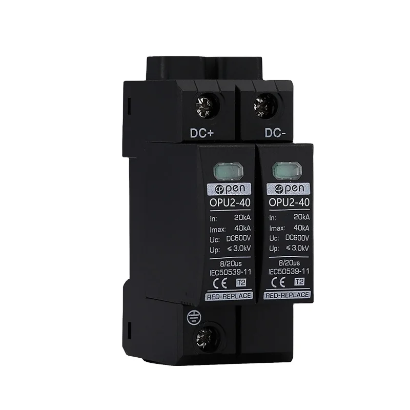 OPEN t1 t2 type 2 20ka 40ka 2p 3p 500v 800v 1000v dc pv spd surge protective device for solar system