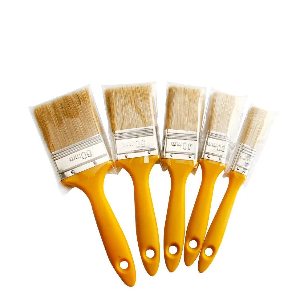 Frosted Plastic handle nature  bristle and tapered filament mixed for painting Paint brush