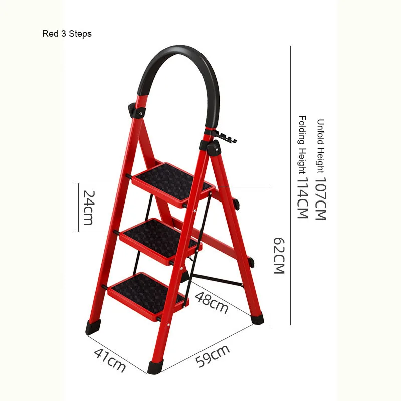 Low price DDP 3 Portable Foldable Ladders Wholesale Step Steel Ladder
