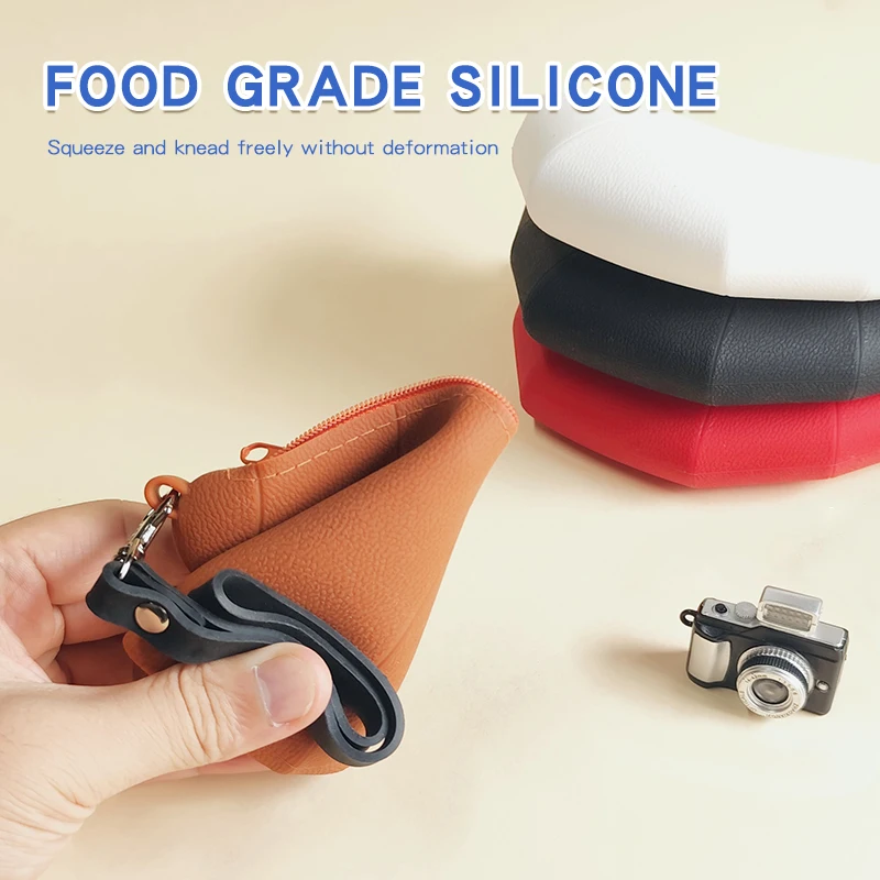 Newest Silicone Croissant Bag Mini Crescent Bag with Strap Small Make Up Travel Cosmetic Bag Silicone Coin Purse with Zipper