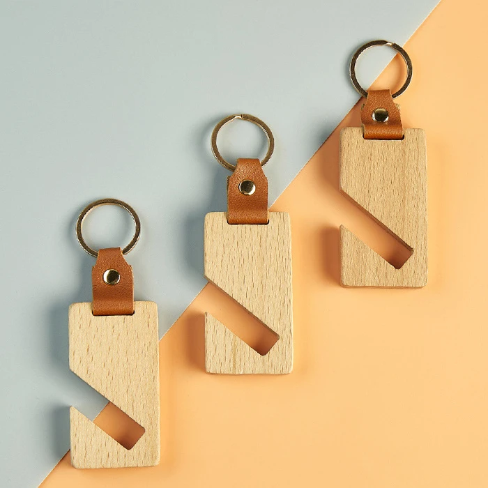 Subli-forward Leather Wooden Desk Hand Mobile Phone Holder Support Stand Keychain  for engraving Blanks Printing