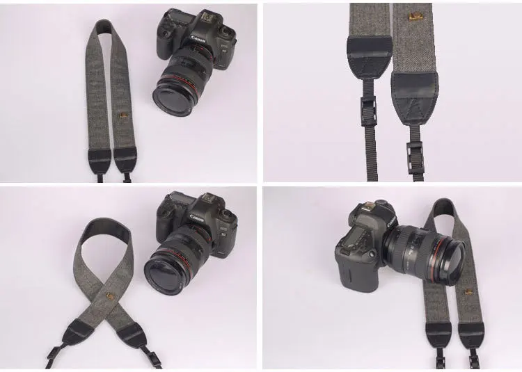 wholesale custom logo plastic buckles cotton vintage grey color sling camera straps for canon camera slr