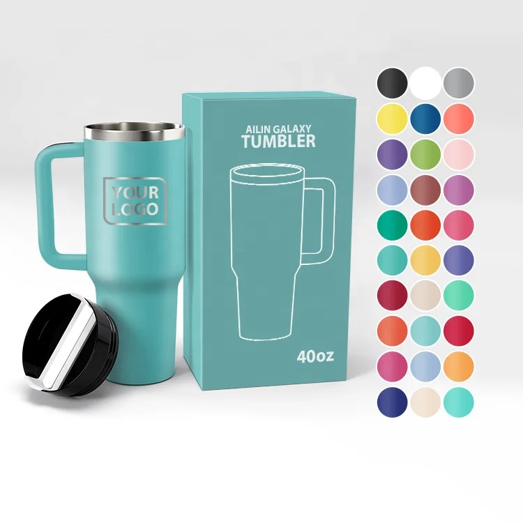 Ailingalaxy 40oz tumbler macaron cup with handle leopard insulated with lids and straw