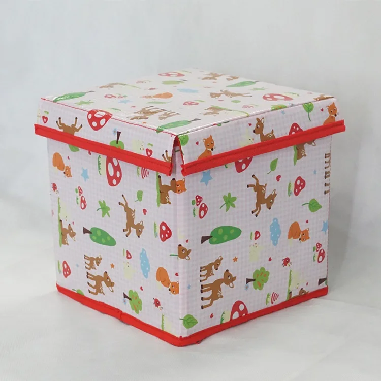Chiterion Small Fashion Storage Box With Cover Saving Space Store Sundries Foldable Fabric Nursery Storage Bin Box Container