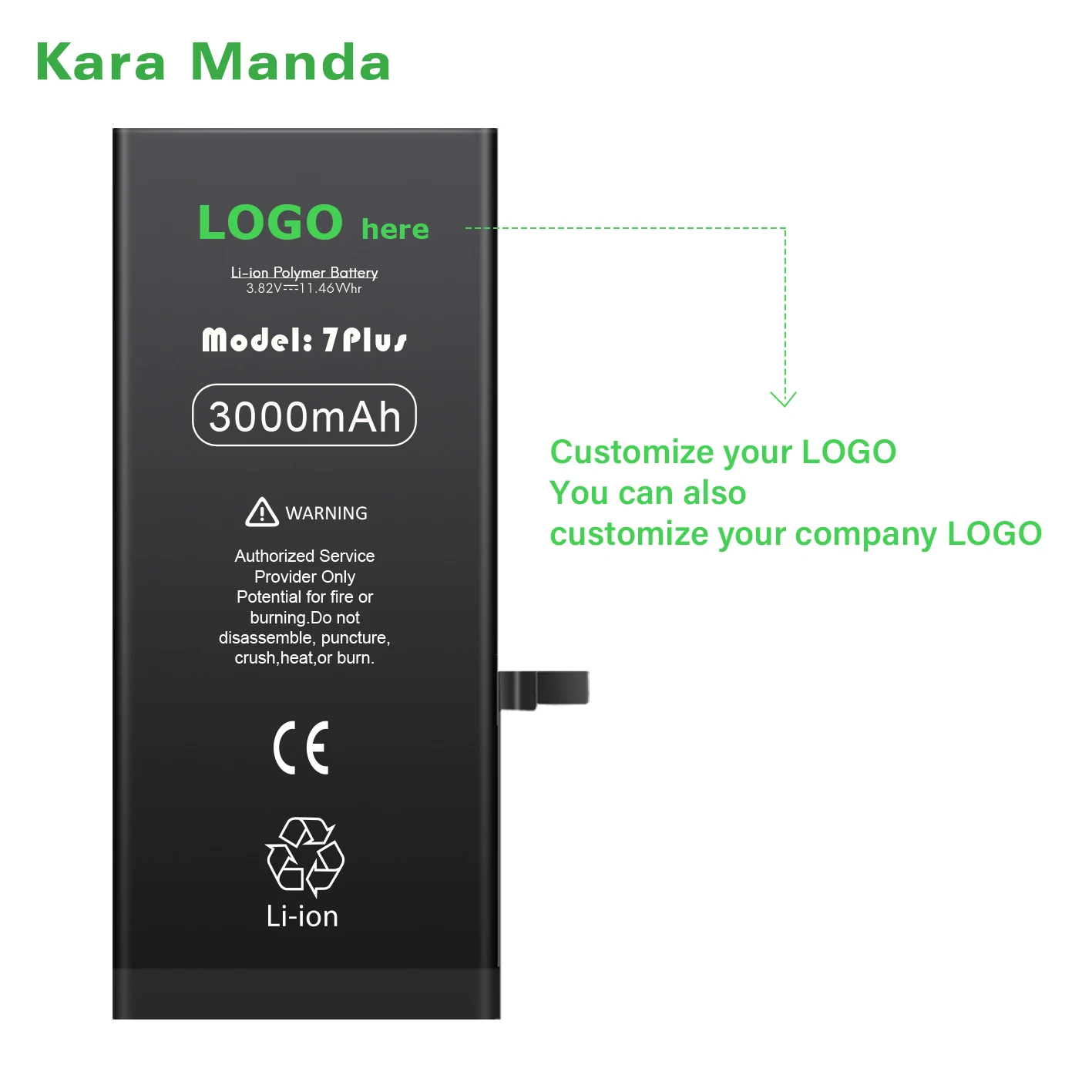 Kara Manda 100% Health Battery Standard Capacity Replacement Rechargeable Lithium Battery for iPhone 7 Plus X Xs Max Xr 11 12 13