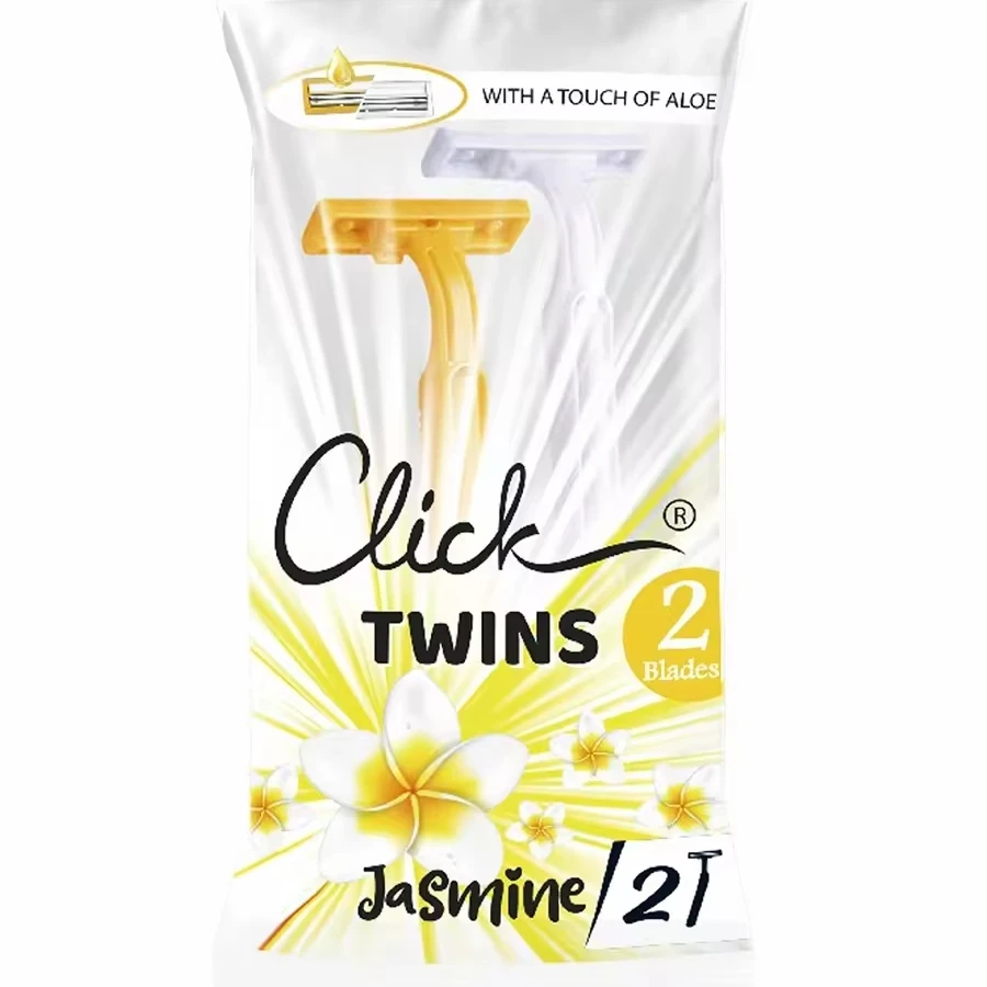 New Arrival Factory Directly Supply High Quality Stainless Steel 2 Blades Click Twins Jasmine Shaving Razor for Women Face