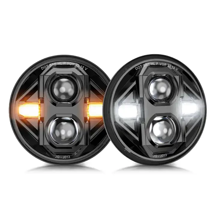 Wholesale Angle Eyes Motorcycle 12 24 Volt White Amber Super Bright 7 Inch Round 12V Led Headlights For Cars
