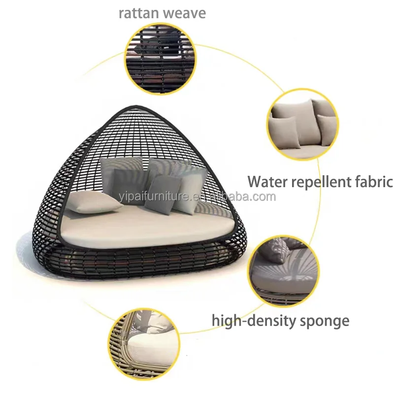 Уличный лежачий бассейн, большая круглая кровать, патио из ротанга, уличная мебель, уличная мебель для патио, плетеный шезлонг