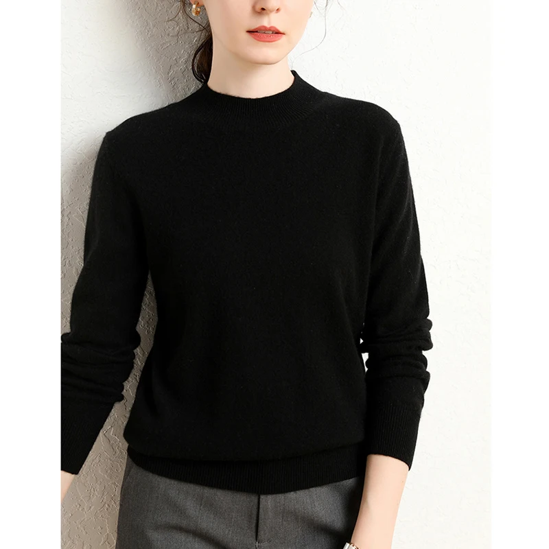 70% Merino Wool 30% Cashmere Sweater Soft Warm Cashmere Knit Ladies Pullover Turtleneck Women Sweater