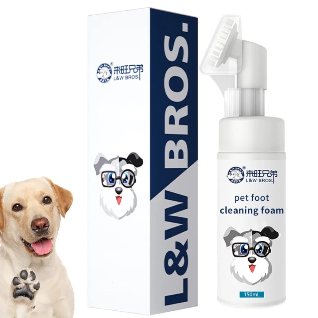Pet Paw Cleaning Foam Shampoo For Dogs Cats Portable Dry Waterless Paw Cleaner Foam Shampoo With Silicone Brush