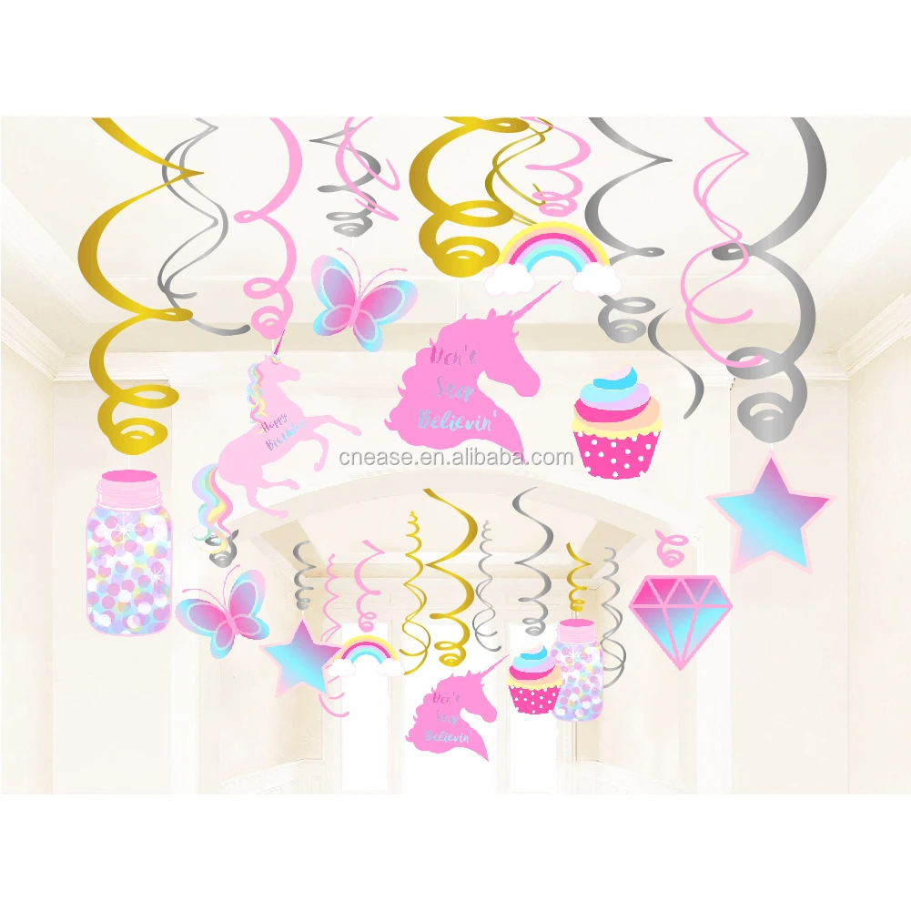 YISHU симпатичный дизайн Единорог Декор Единорог подвесная завитки украшения 30Cts для Детское платье для вечеринки