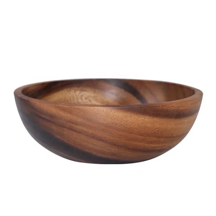 Japanese large whole wooden serving bowl fruit salad vegetables bowl acacia wooden salad bowls