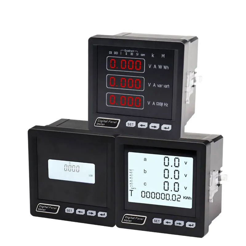 Hot selling LCD digital panel electricity meter RS485 digital electricity meter KWh KW HZ power multifunctional meter