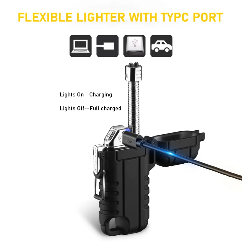 Portable Windproof Lighters Double Arc Plasma Watertight Outdoor Electric Lighter