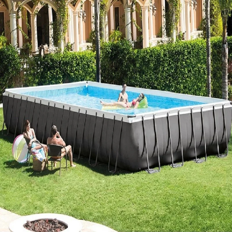 Small Family Rectangular Metal Frame Swimming Pool  Round Steel Above Ground