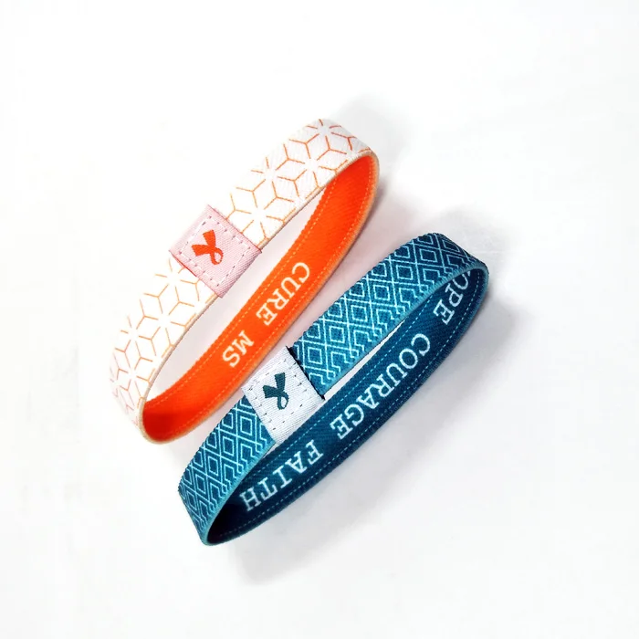 Factory Wholesale Stretch Custom Woven Label Elastic Fabric Wrist Band Bracelet Sublimation Sport Wristband