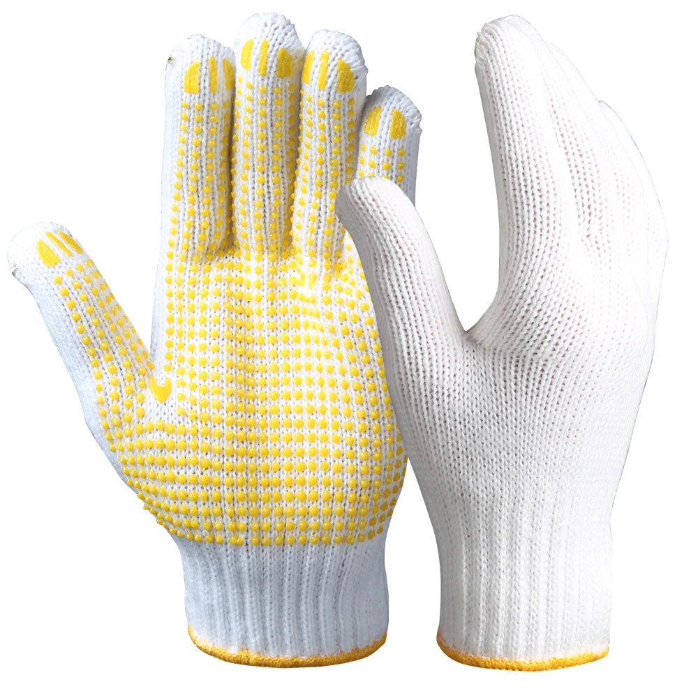 HPPE 50g 10 gauge Working Hand Cotton Glove for Protect Safety Dotted Driving Farming Gardening Anti slip Work Gloves