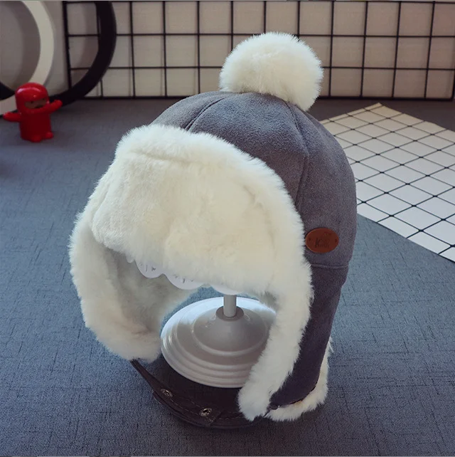 New Baby Boys Girls Hat Kids Children Ear Flap Muff Winter Warm Plush Cotton Cap Outdoor Lei Feng Cap