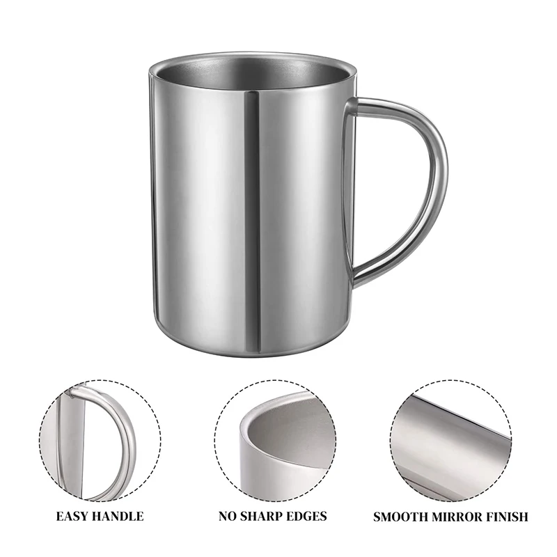 Durable for Camping Stainless Steel Double Walled Adventure Mugs Insulation 15 oz Metal Coffee Beer Tea Cups with Handles