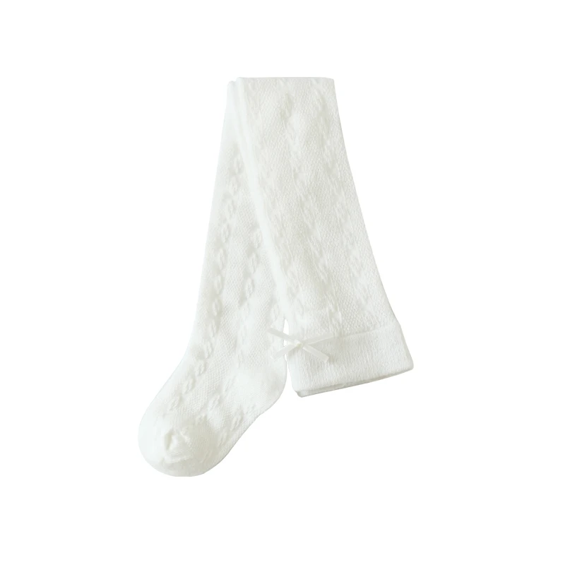 OEM Custom Kids Combed Cotton Bow Knot Mesh Pantyhose With  Lovely Bow Knot Baby Girls Cute White Pantyhose For Summer