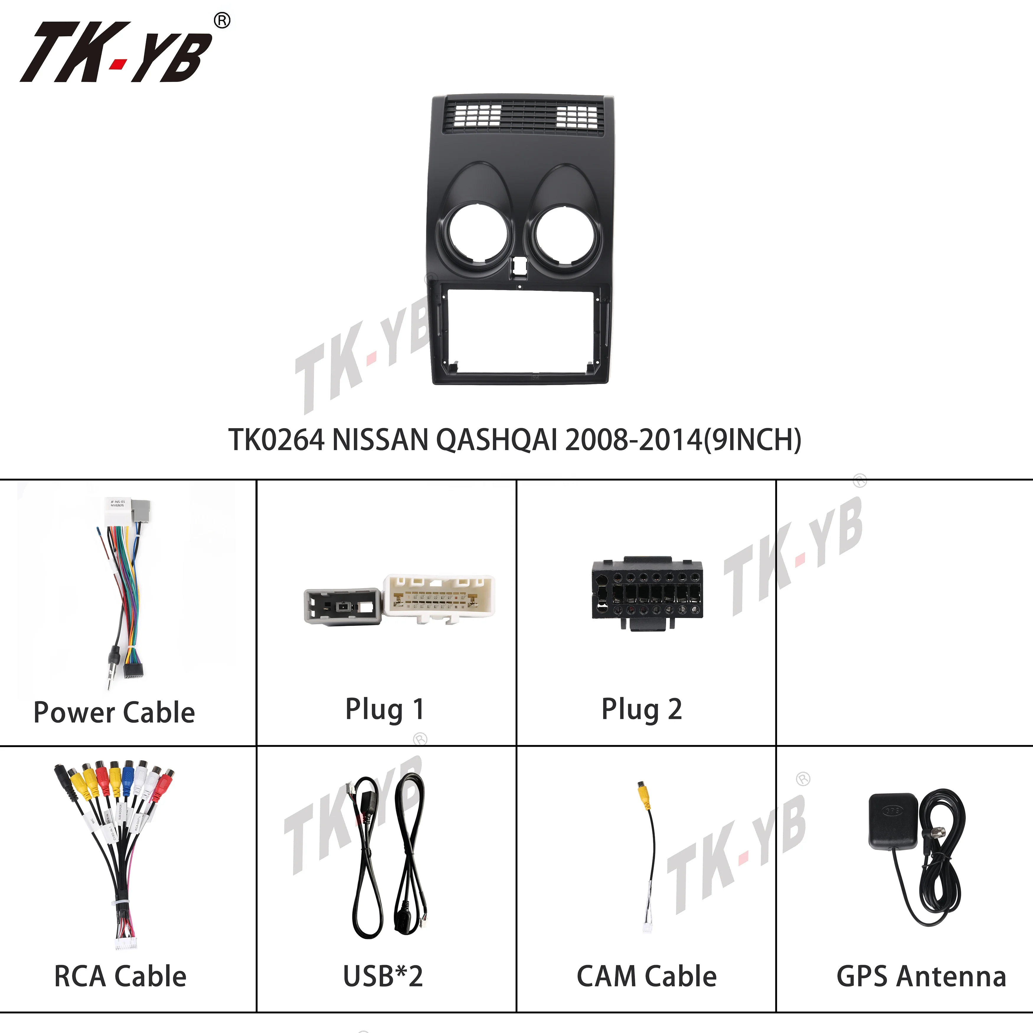TK frame car radio frame android car player car panel for NISSAN QASHQAI 2008-2014 9inch