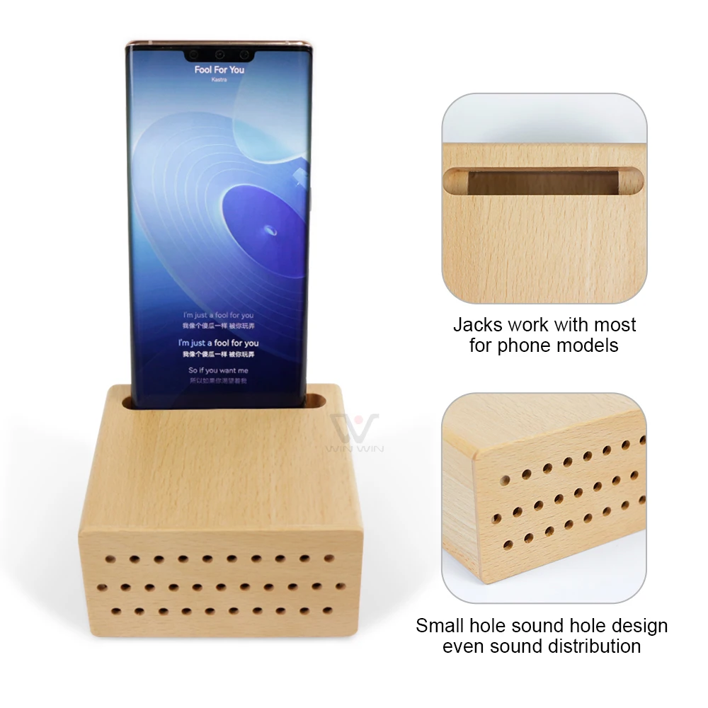 Mini Loudspeaker Wood Phone Loudspeaker Sound Amplifiers Wooden Wireless Speaker Mobile Phone Stand Holder
