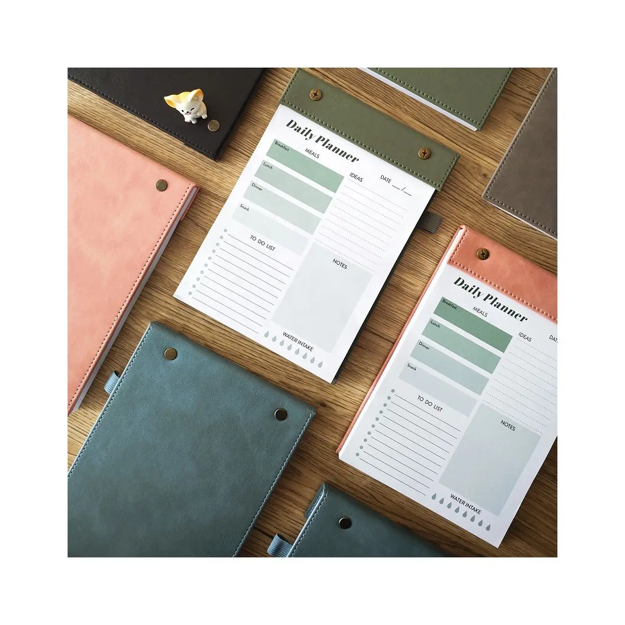 Wholesale PU Leather A5 Perforated Tear Off Private Label Weekly Notepad for Students Office Custom