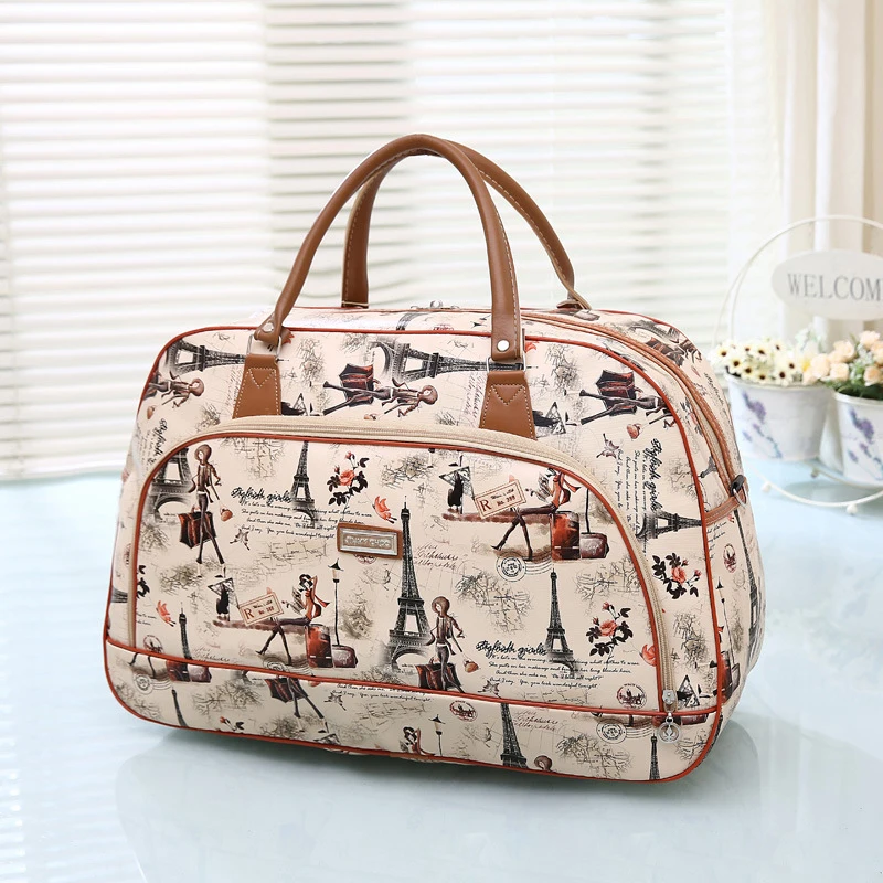 PU Leather High Capacity Duffle Travel Gym Tote Bags Women Ladies Gym Yoga Handbag Waterproof