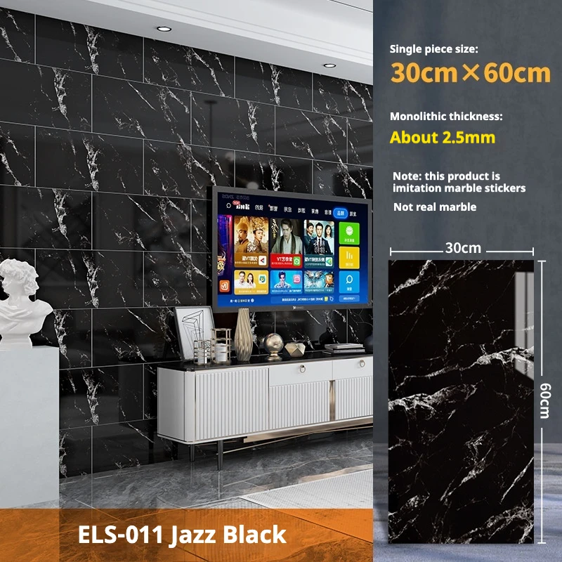 Generic Black Golden Abstract Fluid Stone Gold Adhesive Background Decoration Marble Self-adhesive Wallpaper