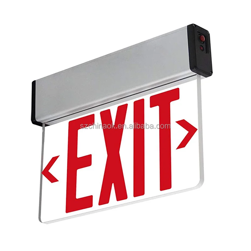 Surface Mounted Edge-lit Aluminum Acrylic Exit Sign Board Rechargeable  LED Fire Emergency Exit Sign Light