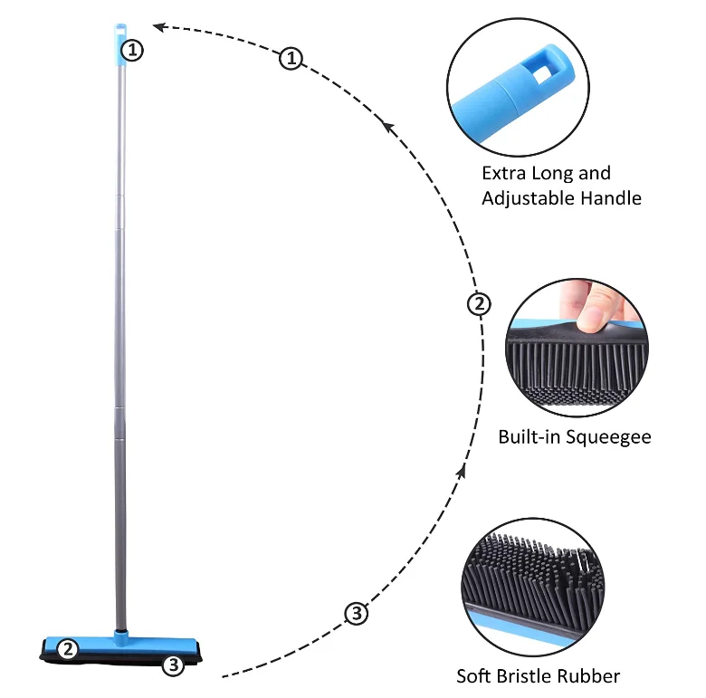 Wholesale telescopic magic rubber cleaner pet hair brush silicone magic broom carpet sweeper