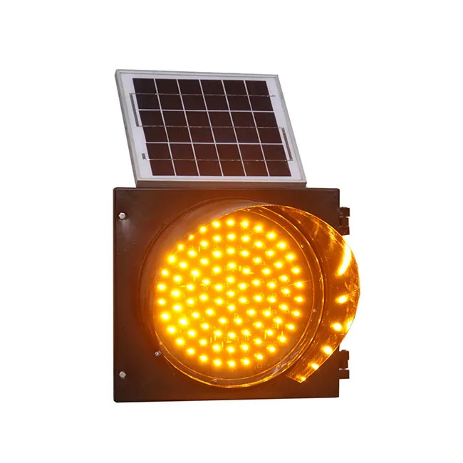 Flashing Warn Lamp With Solar Panel Yellow Traffic Signals LED Lights Yellow Flashing Warn Light