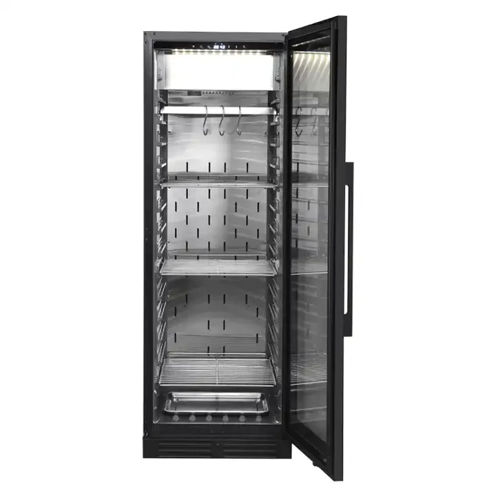 Advanced maturing cabinet with alarm system temperature memory function meat salami cheese fish storage fridge humidity control