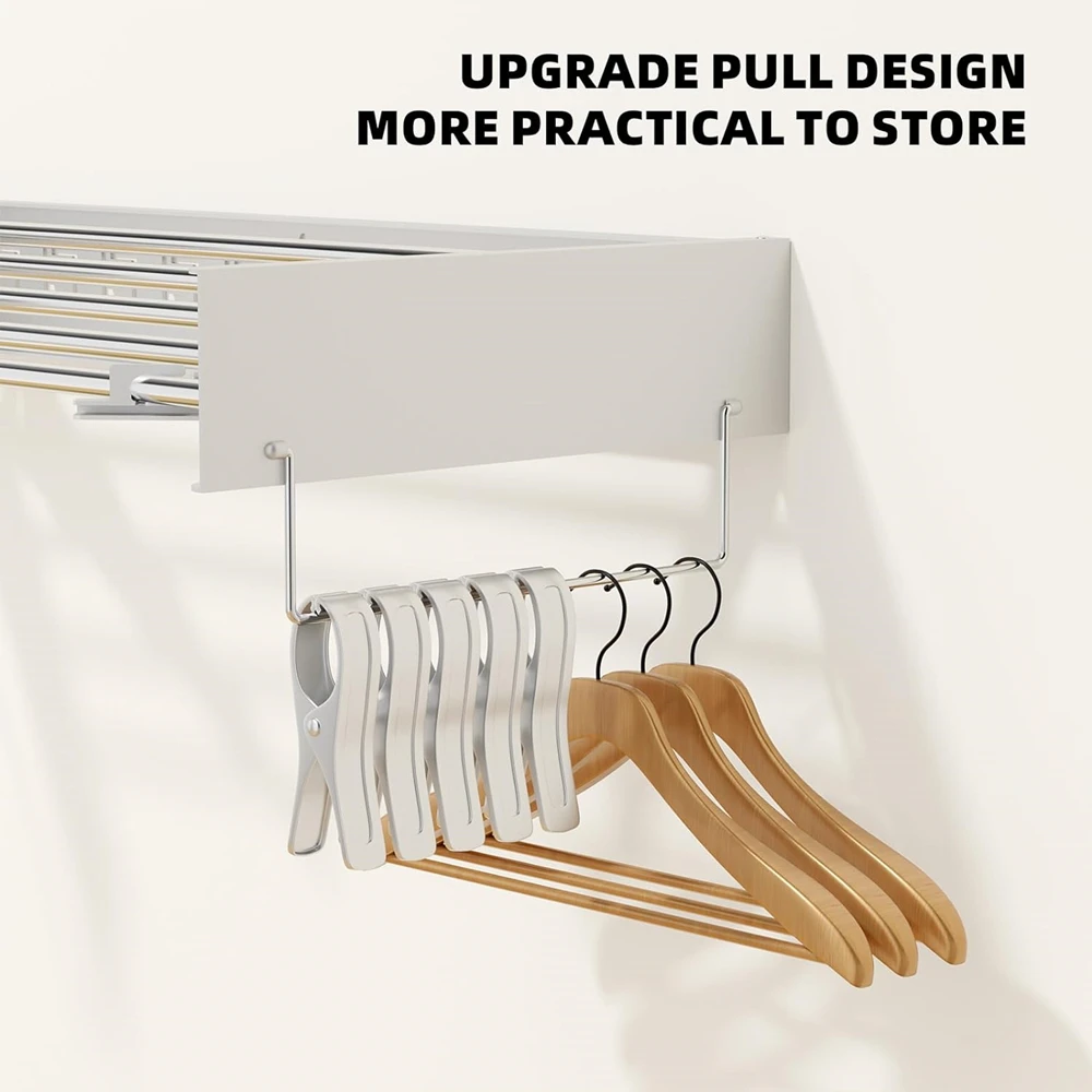 Space Saving Wall Mounted Folding Clothes Drying Racks Laundry Hanging Rack