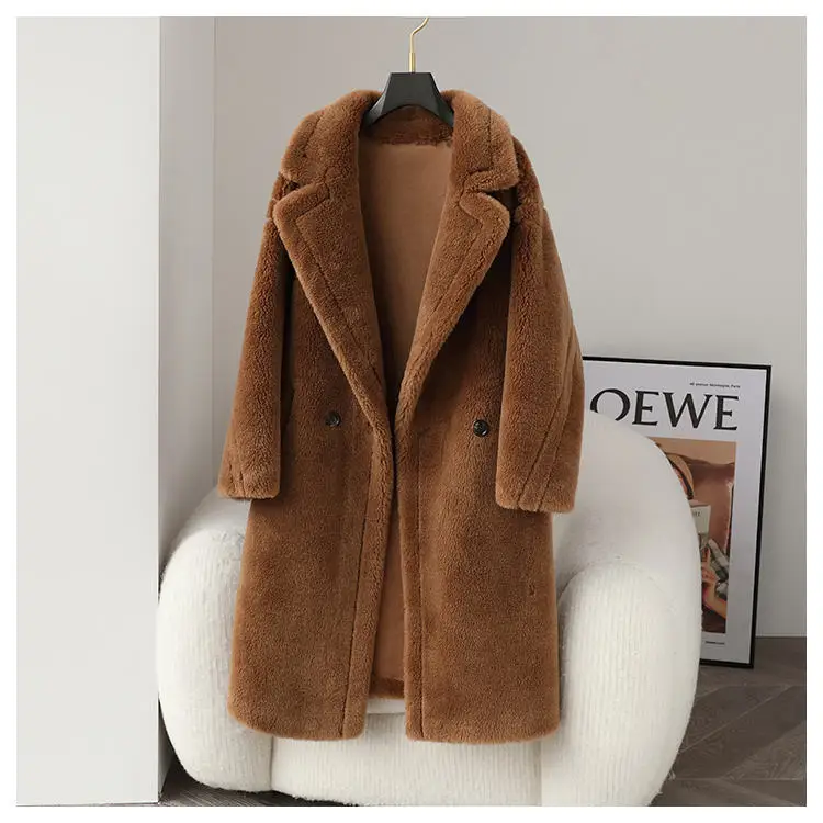 Custom OEM Pelzmantel Fleecejacke Casual Winter abrigo de peluche WOOL TEDDY COAT teddy long coat fleece jacket coat women