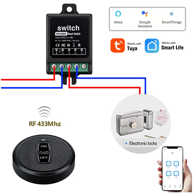 nteligent home remote control switch wireless 1 channel relay remote tuya smart home wifi smart ircuit breaker tuya smart switch