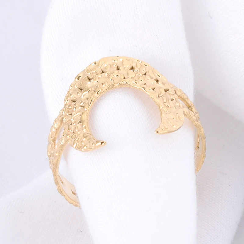 2021 new adjustable rings texture 18k gold plated stainless steel unique