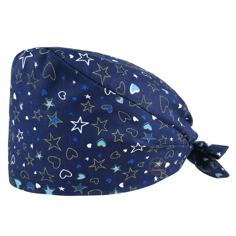 2021 New Custom Unisex Hair Hats Adjustable Doctor Working Nurse Scrub Caps Old Fashion Nurses Hat Hospital Cotton Print Cap