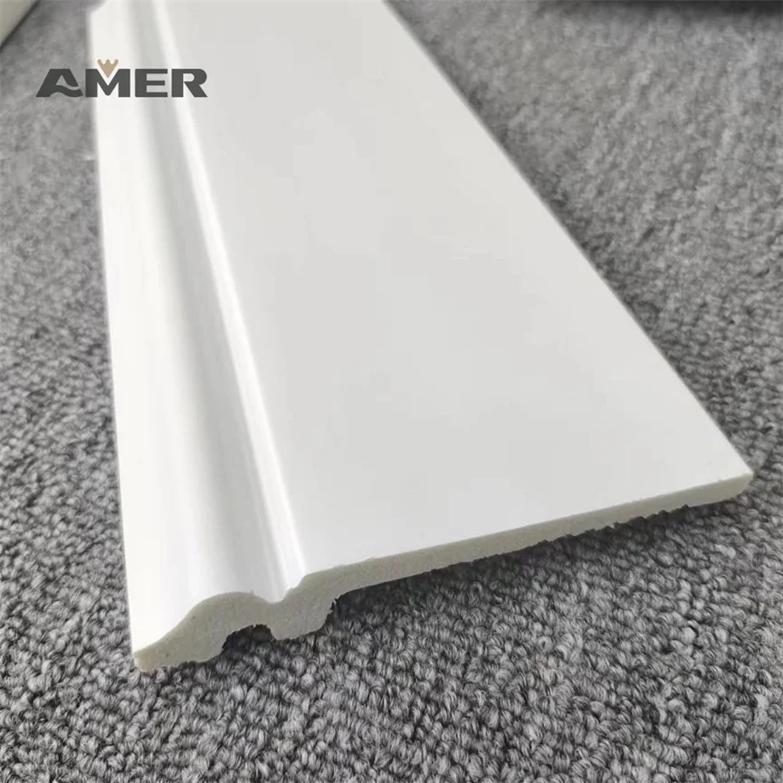 Amer White Waterproof Waterproof Plastic Polystyrene Moulding Panel Ps Skirting