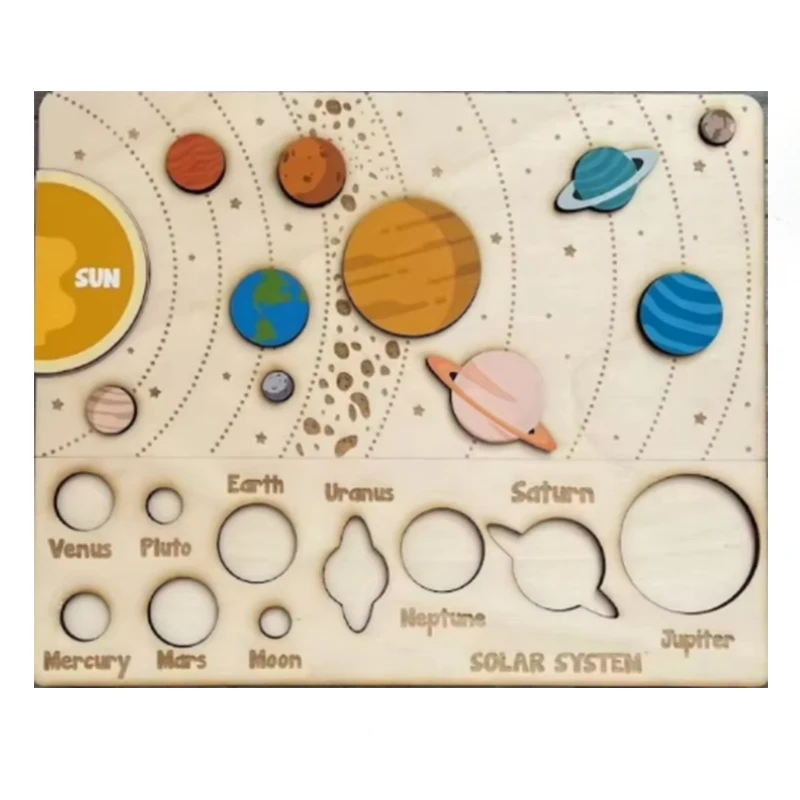 Solar System Puzzle Space Puzzle Wooden Planetary System Puzzle Montessori Toys For Kids Educational Toy
