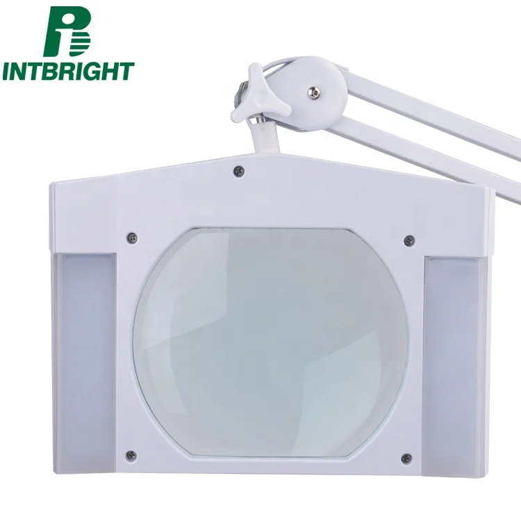9002LED white 3 diopter Intbright Rectangular LED Magnifier Lamp with 4 foot wheels