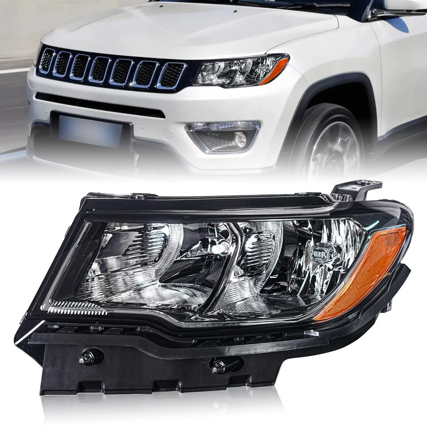 Archaic Factory Price Head Lamp With DRL Headlight for 2017-2021 Jeep Compass OE Style Headlamp Replacement  (Left side)
