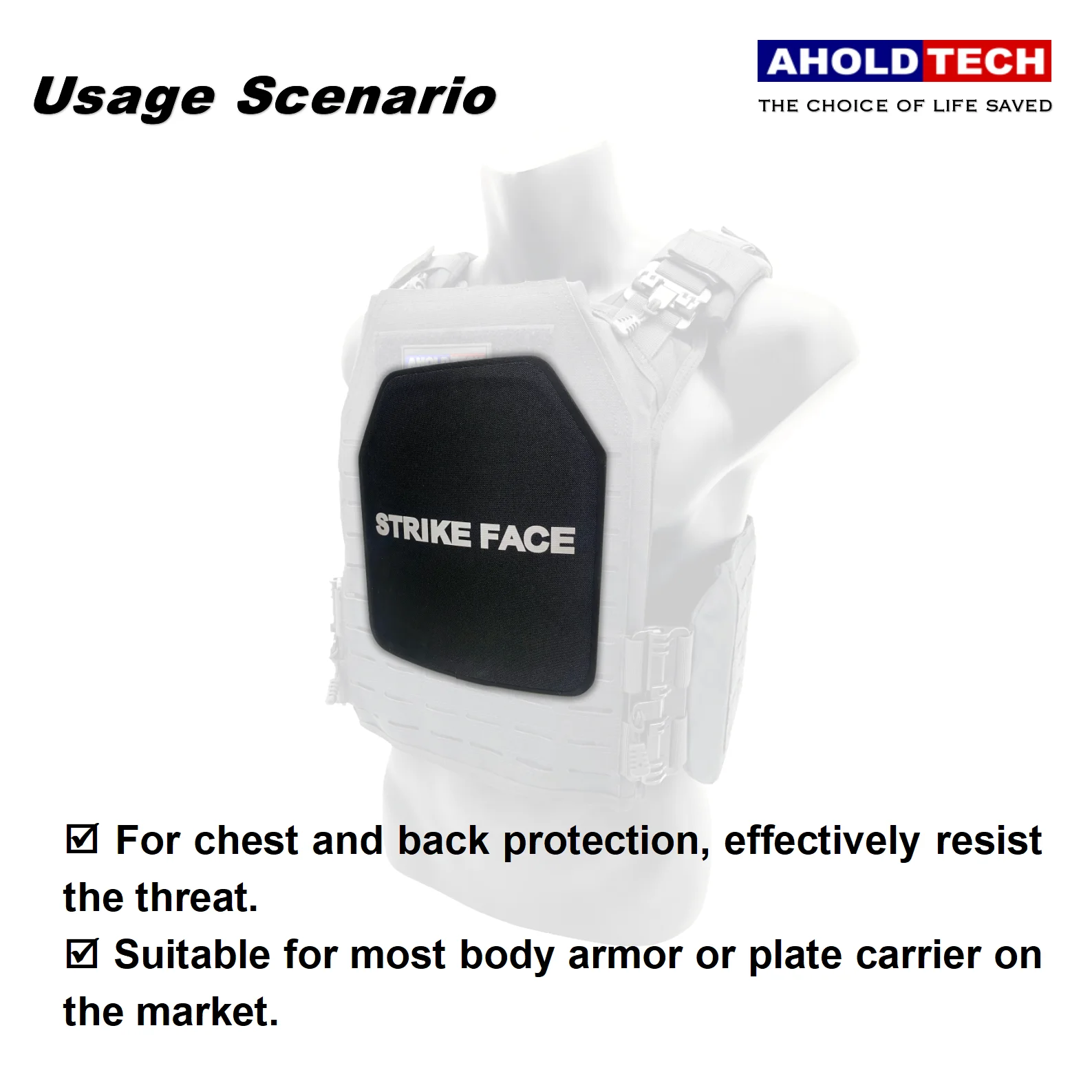 Aholdtech 4SL-STA Silicon carbide ceramics+UHMWPE 10*12inch  IV Hard  Panel  Board Tactical plate