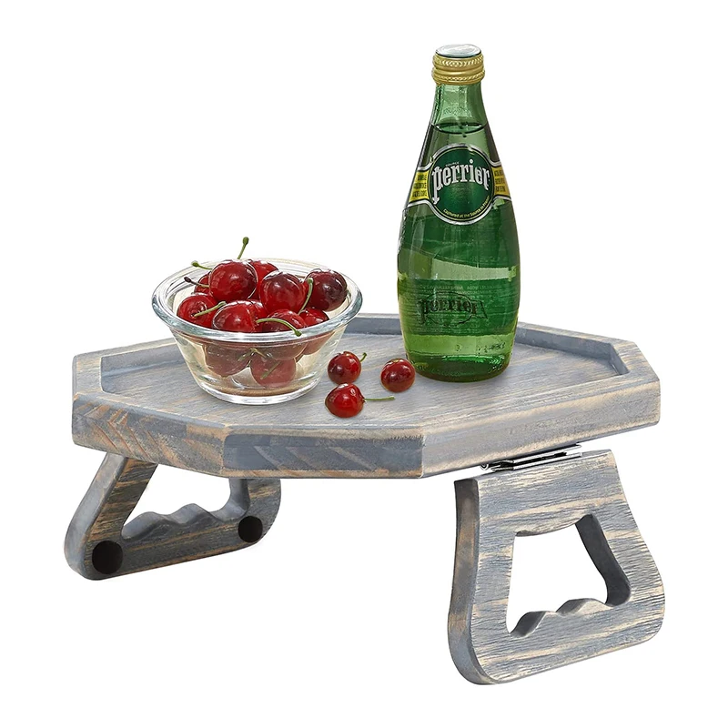 Rustic Ash Sofa Armrest Clip Tray Table Sofa Couch Arm Rest Organizer Wooded Table Tray  for Drinks Remote Control Snacks