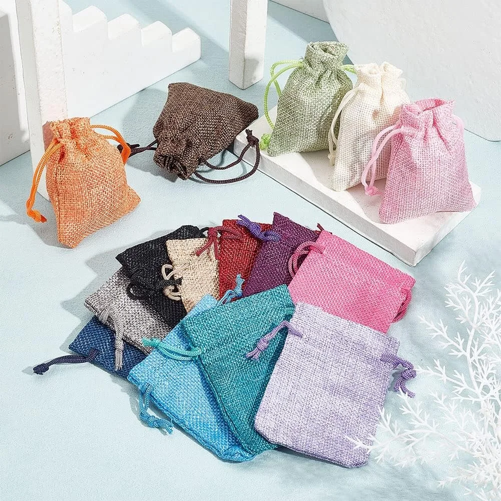 wholesale 9*7cm  burlap linen gift bag burlap christmas burlap bags with drawstring gift bags