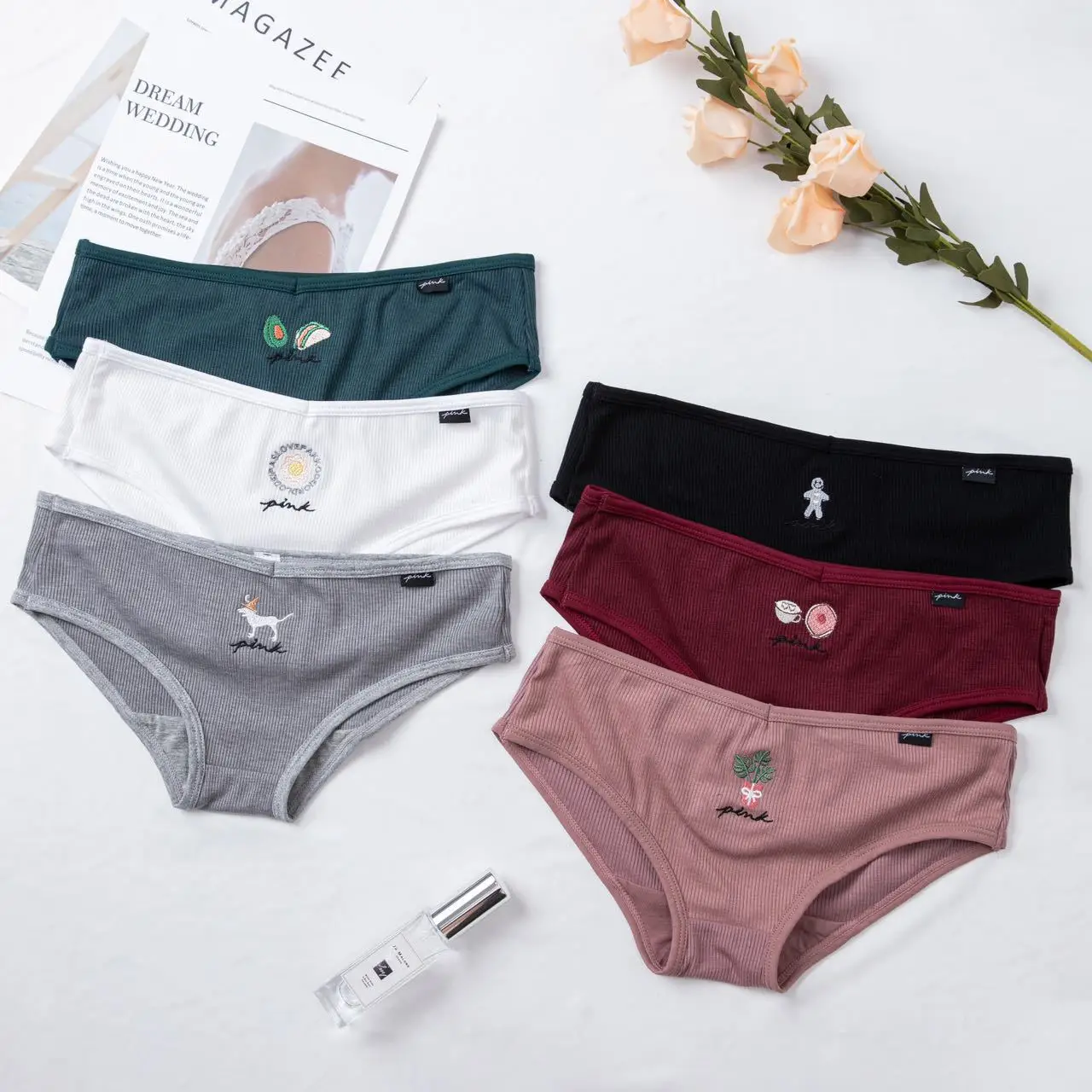 Women Cotton Ribbed Underwear Women Panties Low Waist Sexy Secret PINK Brand G-string Lingerie Brief Seamless Panty 0559